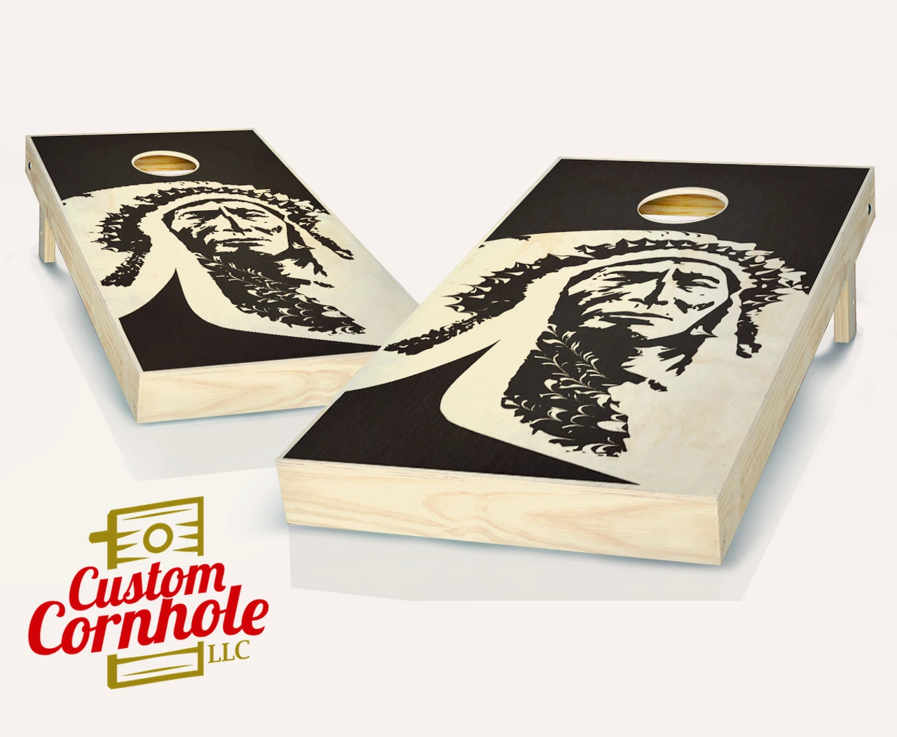 Native American Stained Cornhole Set With Bags 3 Native American Stained Cornhole Set With Bags