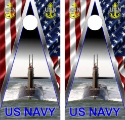 Navy Submarine Cornhole Wraps - Set Of 2