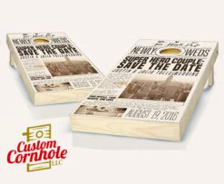 Newspaper Print Wedding Cornhole Set With Bags