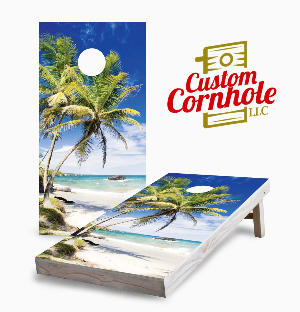 Palm Tree Beach Cornhole Set With Bags 3 Palm Tree Beach Cornhole Set With Bags