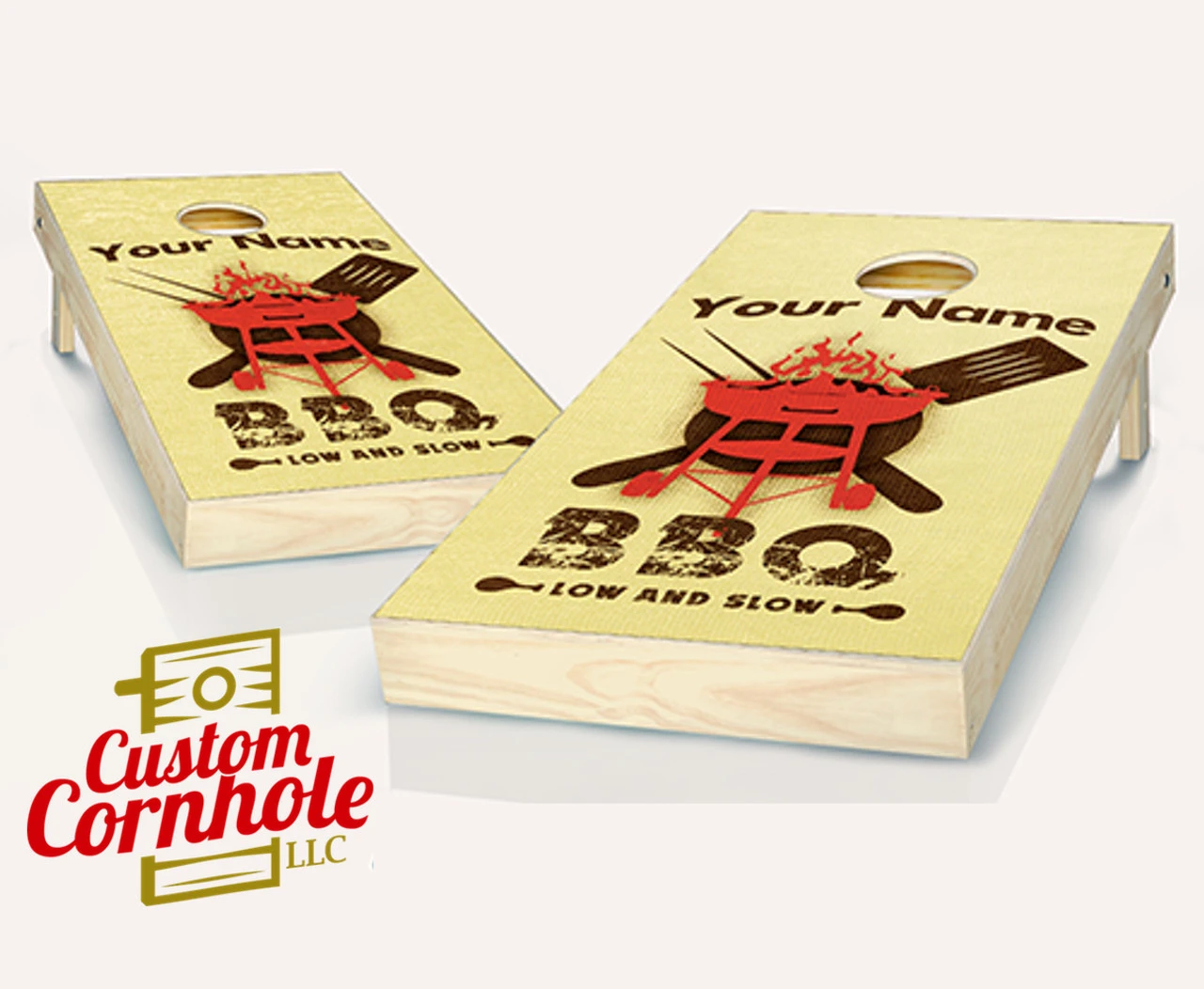 Personalized BBQ Cornhole Set With Bags 3 Personalized BBQ Cornhole Set With Bags