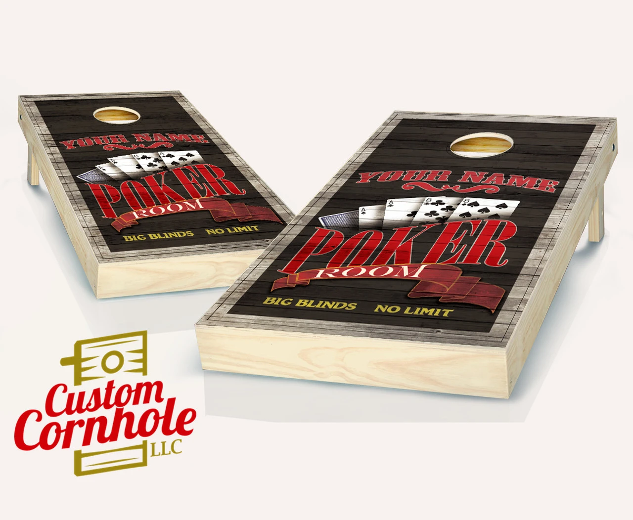 Personalized Poker Room Cornhole Set With Bags 3 Personalized Poker Room Cornhole Set With Bags