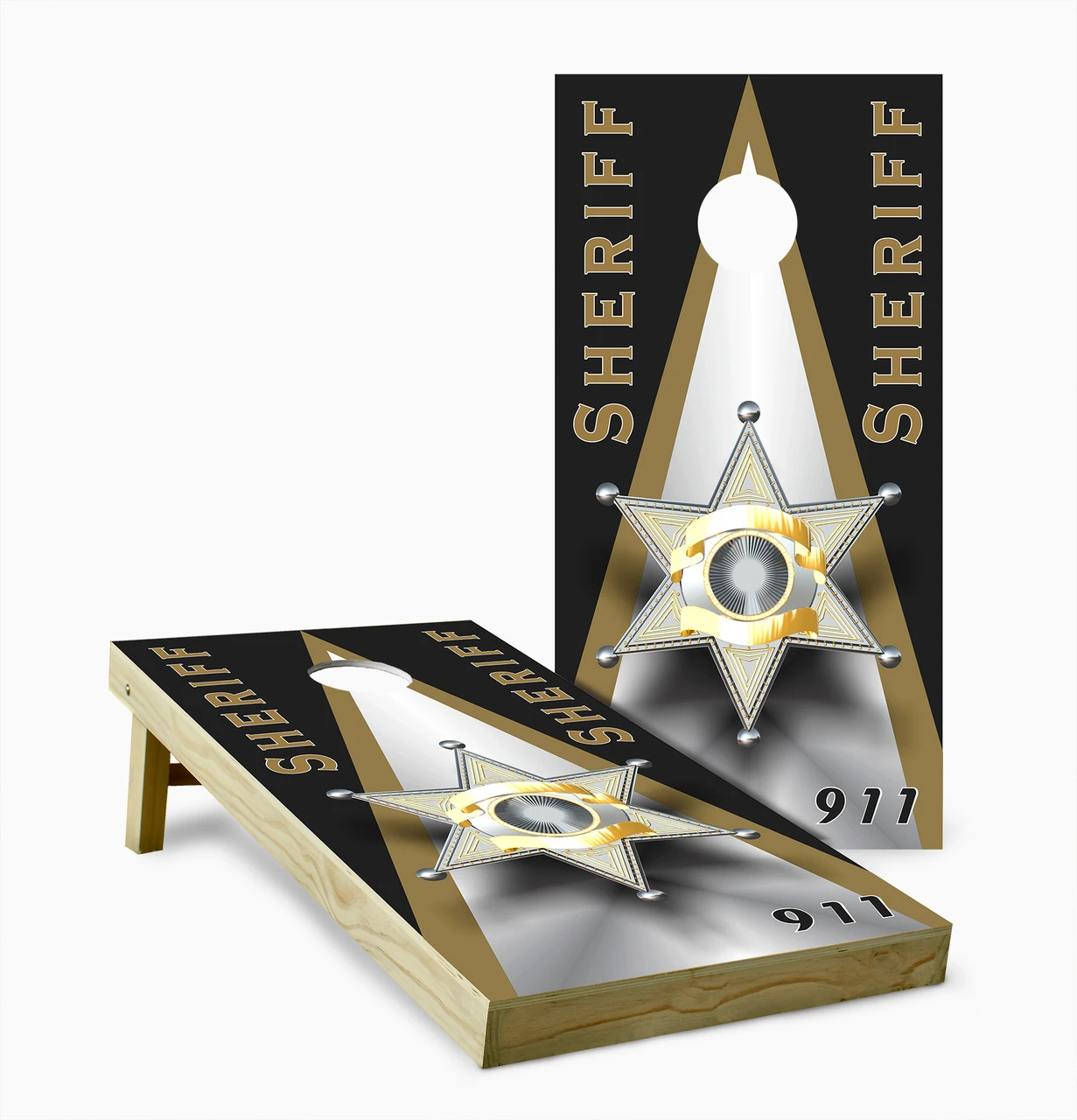 Police Badge Cornhole Set With Bags 3 Police Badge Cornhole Set With Bags