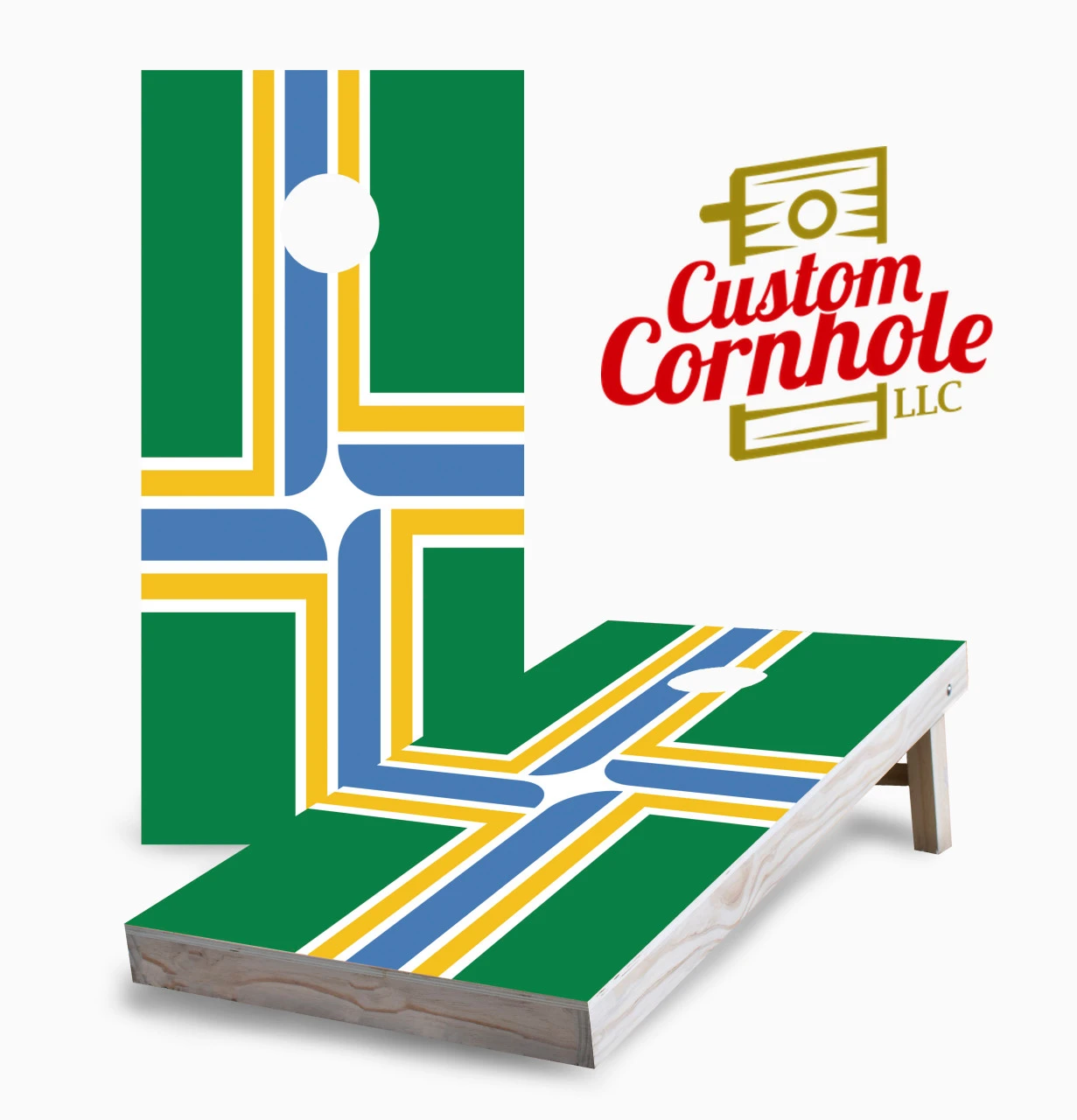 Portland City Flag Cornhole Set With Bags 3 Portland City Flag Cornhole Set With Bags