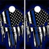 Thin Blue Line Punisher Version 2 Cornhole Wraps - Set Of 2 -Best Toy Shop Punisher Skull Flag Blue Line 50258.1586639673 1 22505.1589322104