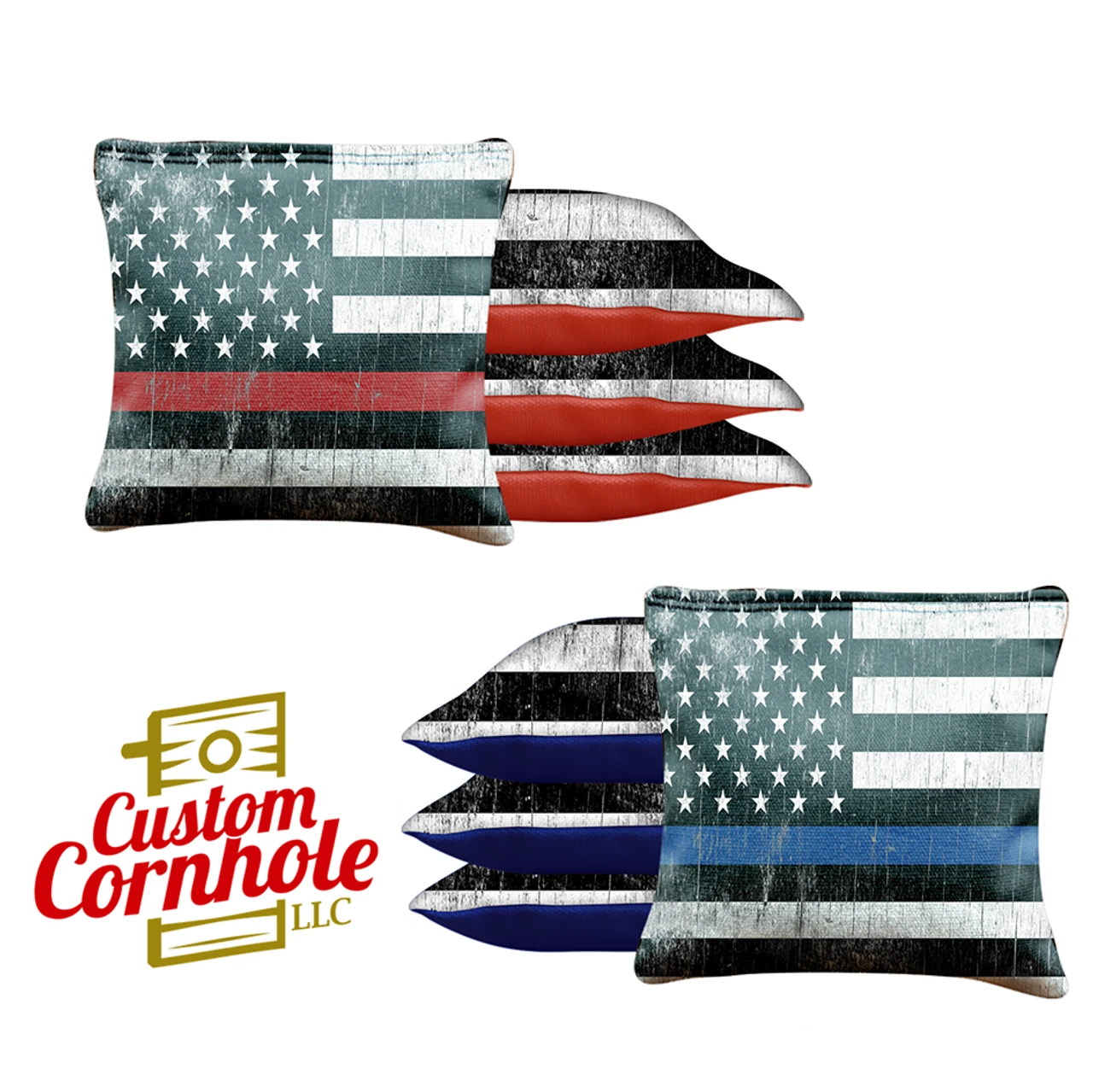 Red Blue Lines Tournament Cornhole Bags - Set Of 8 3 Red Blue Lines Tournament Cornhole Bags - Set Of 8