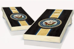 Ebony Stained US Navy Cornhole Set With Bags
