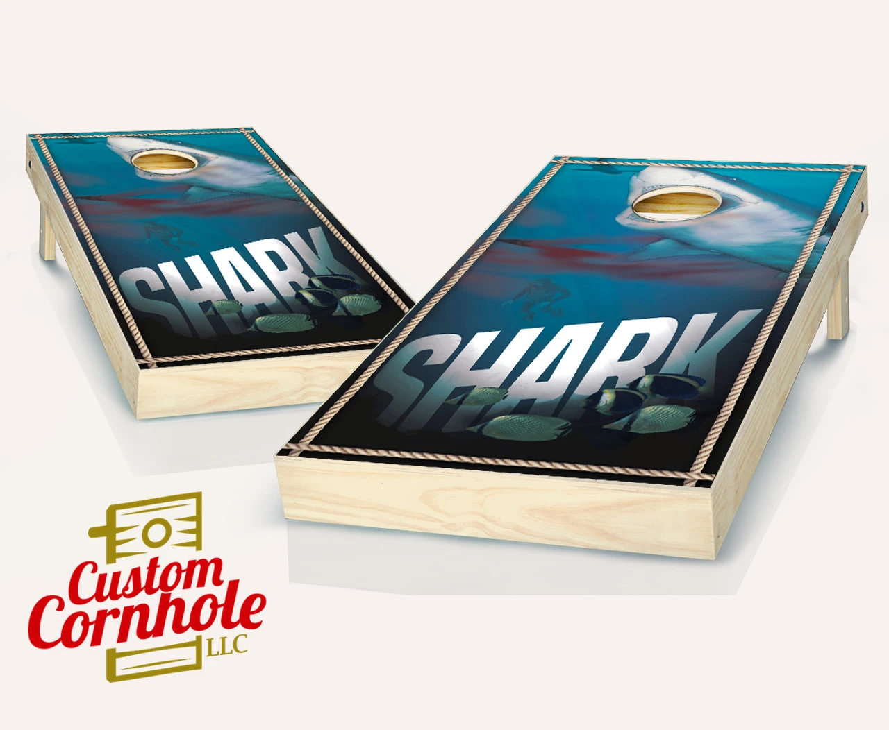 Shark Cornhole Set With Bags 3 Shark Cornhole Set With Bags