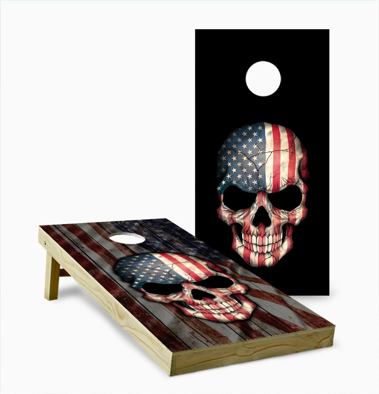 American/Black Skull Cornhole Set With Bags 3 American/Black Skull Cornhole Set With Bags