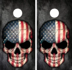 American Skull Grunge Cornhole Wraps - Set Of 2