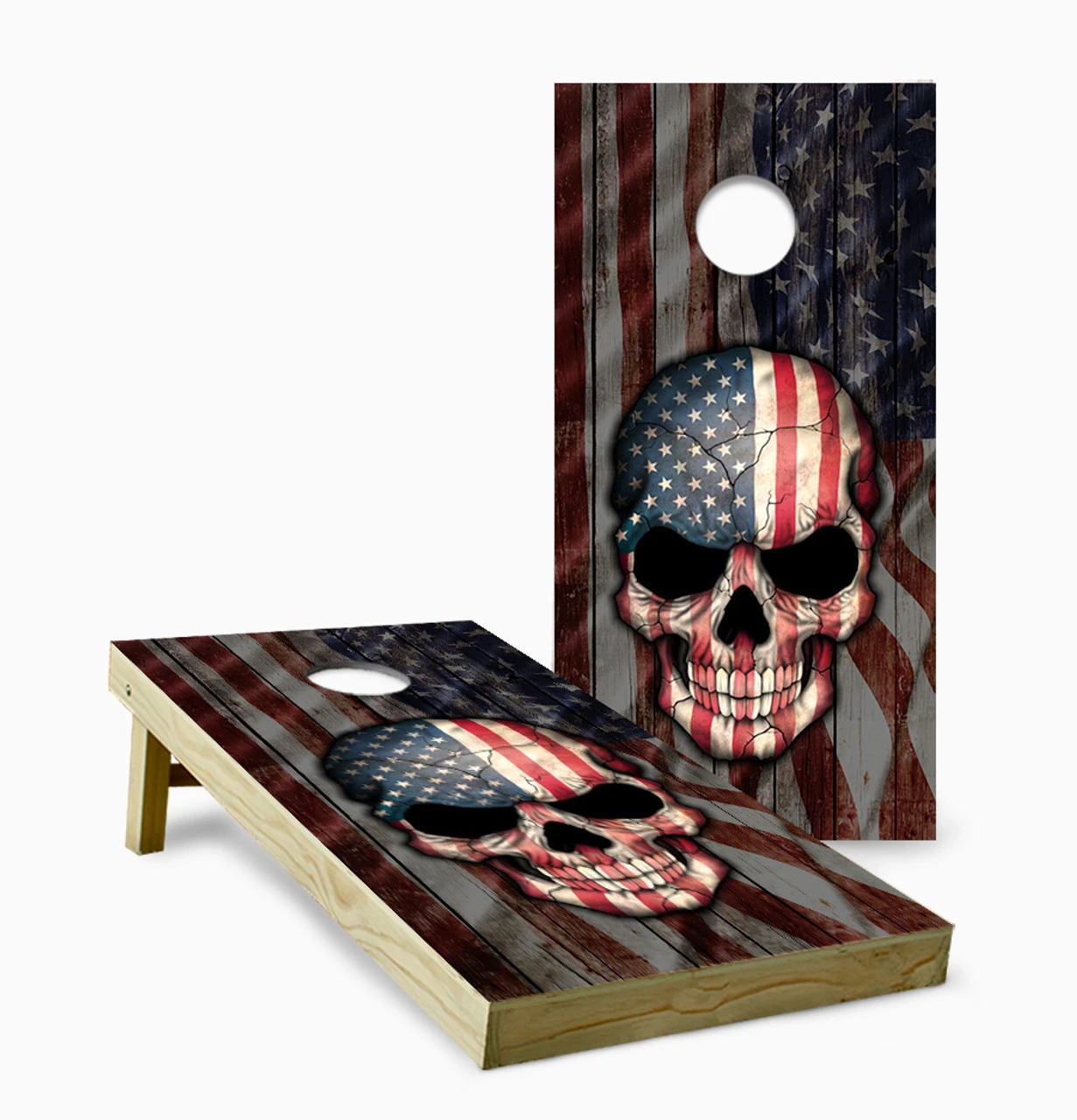 American Skull Flag Cornhole Set With Bags 3 American Skull Flag Cornhole Set With Bags