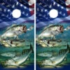 Striped Bass Rock Fish And Trout With Flag Cornhole Wraps - Set Of 2 2 Striped Bass Rock Fish And Trout With Flag Cornhole Wraps - Set Of 2 -Best Toy Shop Striped Bass Rock Fish and Trout with Flag 07773.1712692309