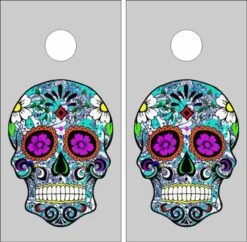 Sugar Skull Version 4 Cornhole Wraps - Set Of 2