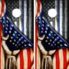 Thin Blue Line Hand Pull Cornhole Wraps - Set Of 2 -Best Toy Shop Thin Blue Line Hand Pulling American USA Flag 2 44395.1674610625