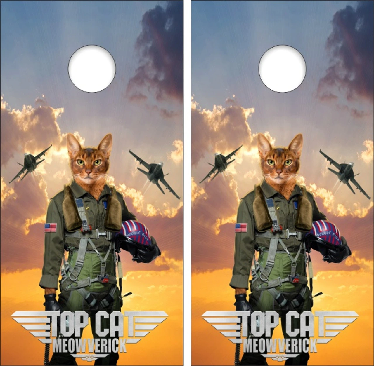 Top Cat Meowverick Cornhole Wraps - Set Of 2 3 Top Cat Meowverick Cornhole Wraps - Set Of 2