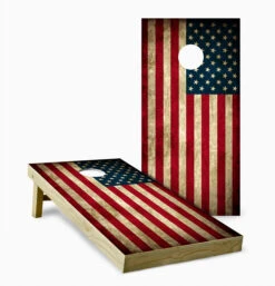 Vintage American Flag Cornhole Set With Bags