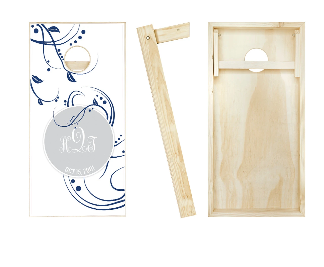 Wedding Floral Monogram Cornhole Set With Bags - Image 2