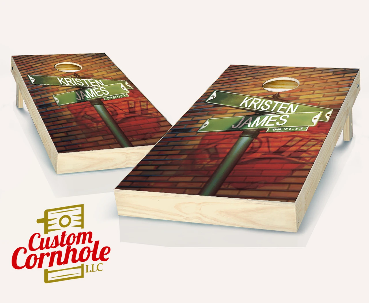 Wedding Street Sign Cornhole Set With Bags