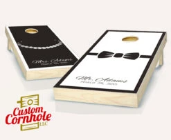 Wedding Tie And Necklace Cornhole Set With Bags