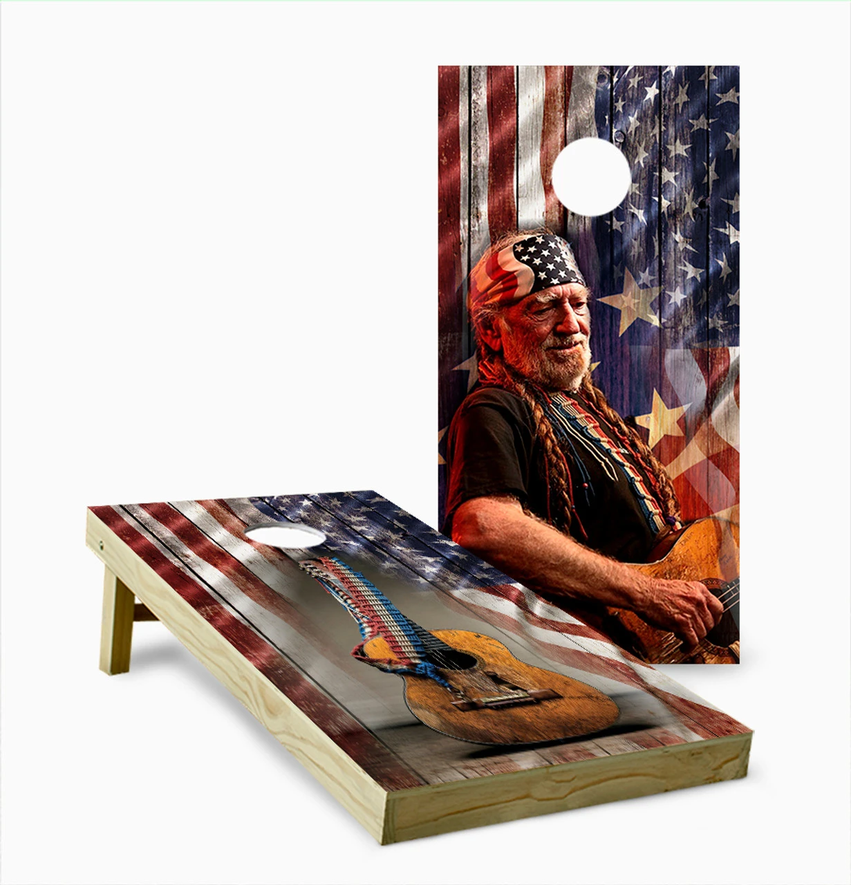 Willie Nelson Cornhole Set With Bags 3 Willie Nelson Cornhole Set With Bags
