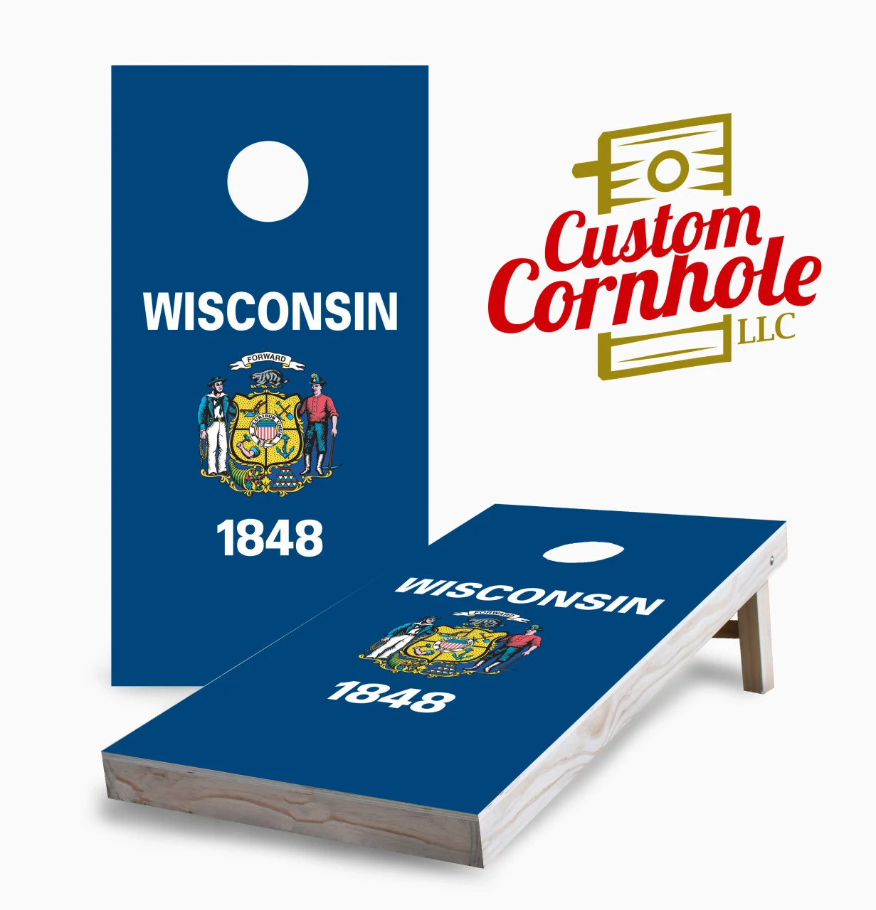 Wisconsin Flag Cornhole Set With Bags 3 Wisconsin Flag Cornhole Set With Bags