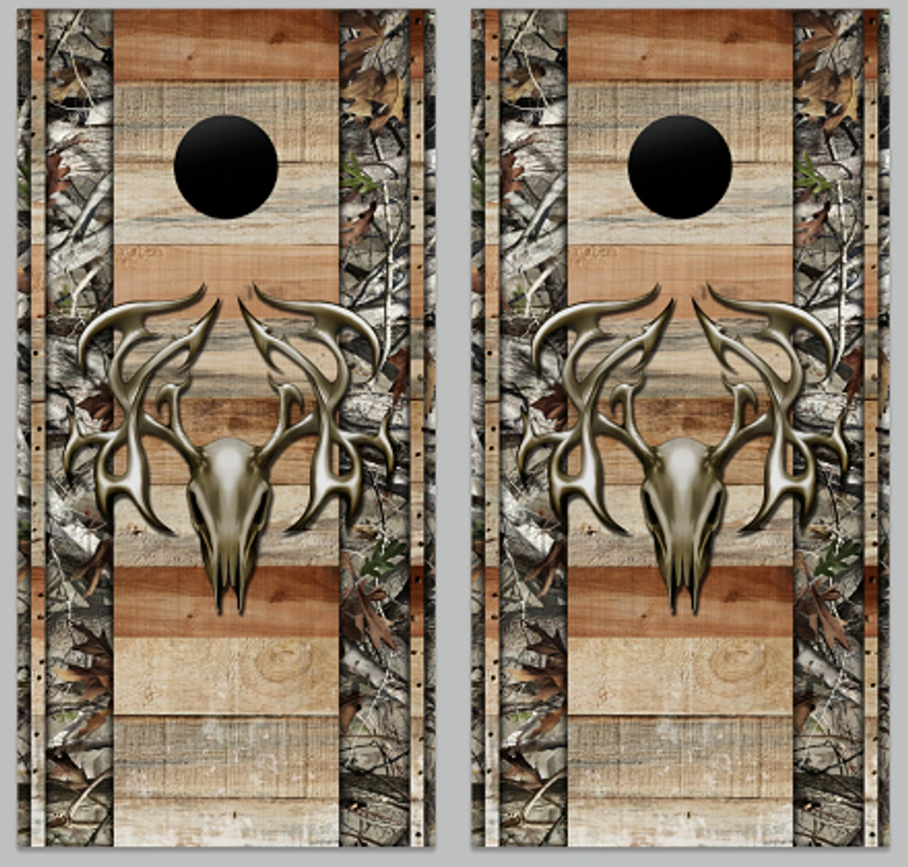 Deer With Wood Cornhole Wraps - Set Of 2 3 Deer With Wood Cornhole Wraps - Set Of 2