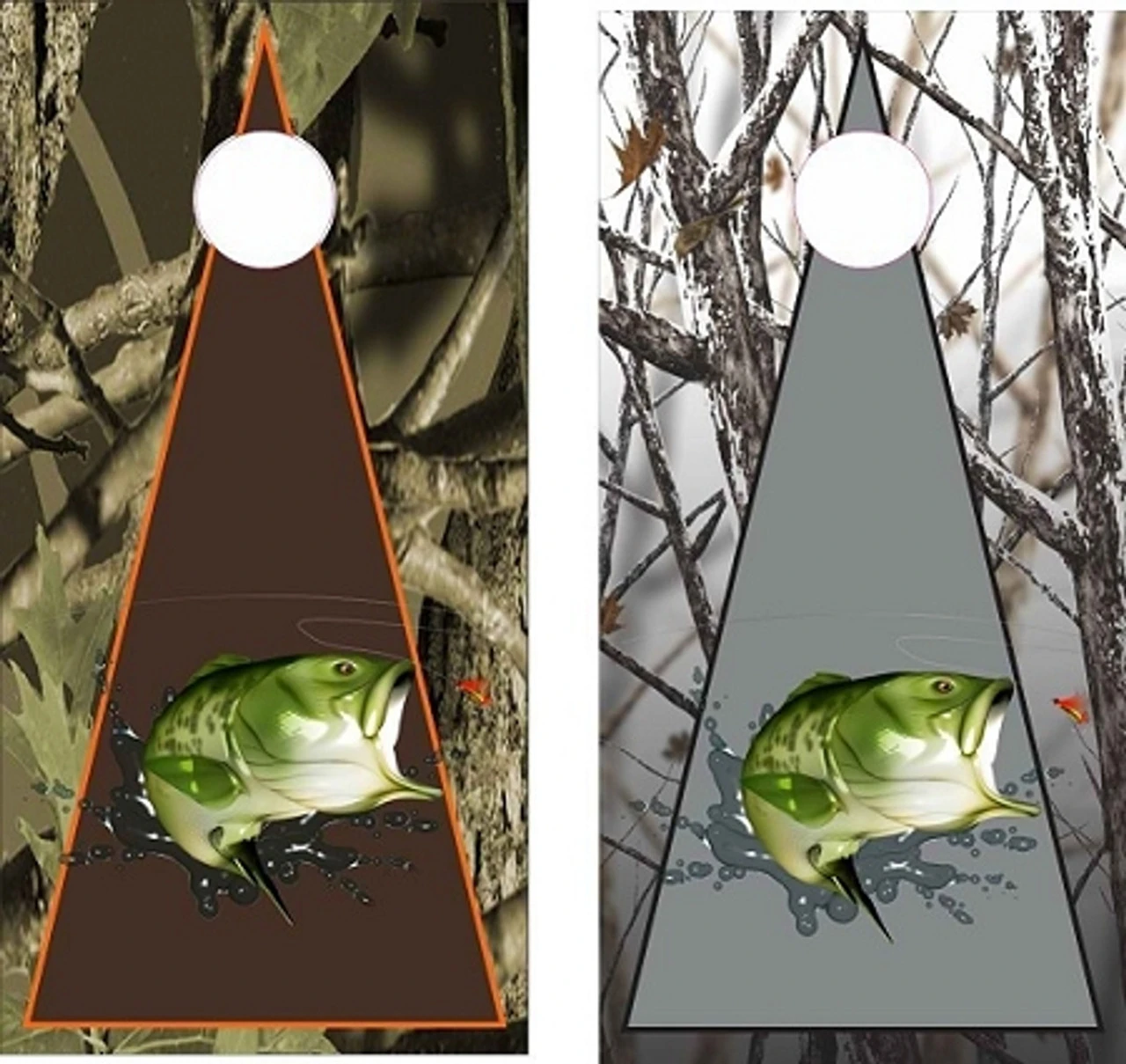 Bass Triangle Cornhole Wraps - Set Of 2 3 Bass Triangle Cornhole Wraps - Set Of 2