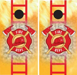 Fire Department With Ladder Cornhole Wraps - Set Of 2