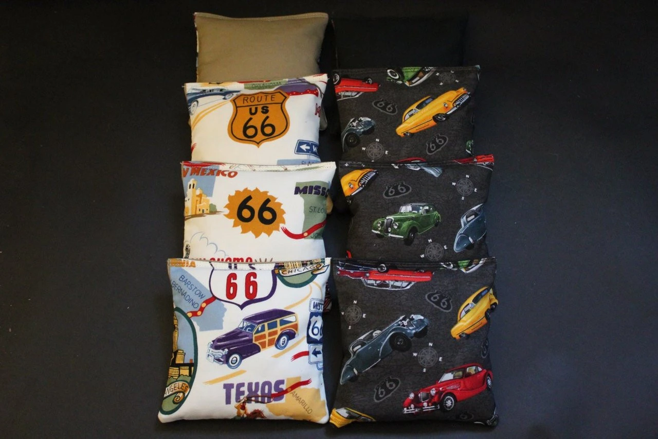 Route 66 Vintage Classic Cars (Version 2) Cornhole Bags - Set Of 8 4 Route 66 Vintage Classic Cars (Version 2) Cornhole Bags - Set Of 8 - Image 2