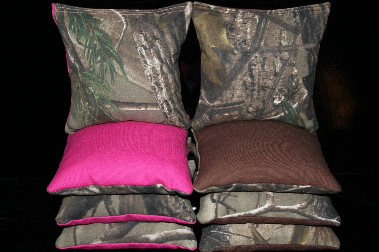 Pink And Brown Camo Cornhole Bags - Set Of 8 3 Pink And Brown Camo Cornhole Bags - Set Of 8