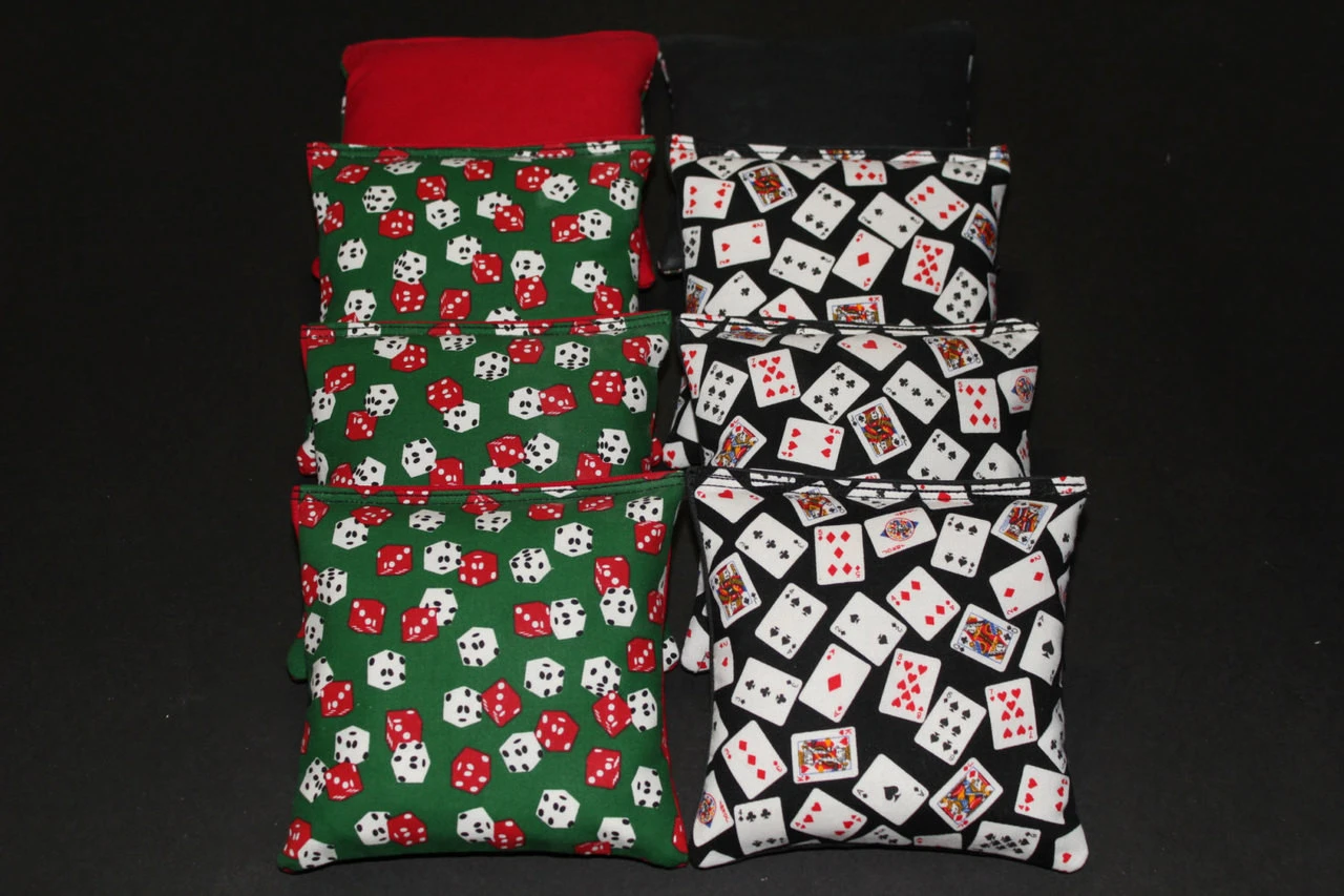 Playing Cards And Dice Cornhole Bags - Set Of 8 3 Playing Cards And Dice Cornhole Bags - Set Of 8