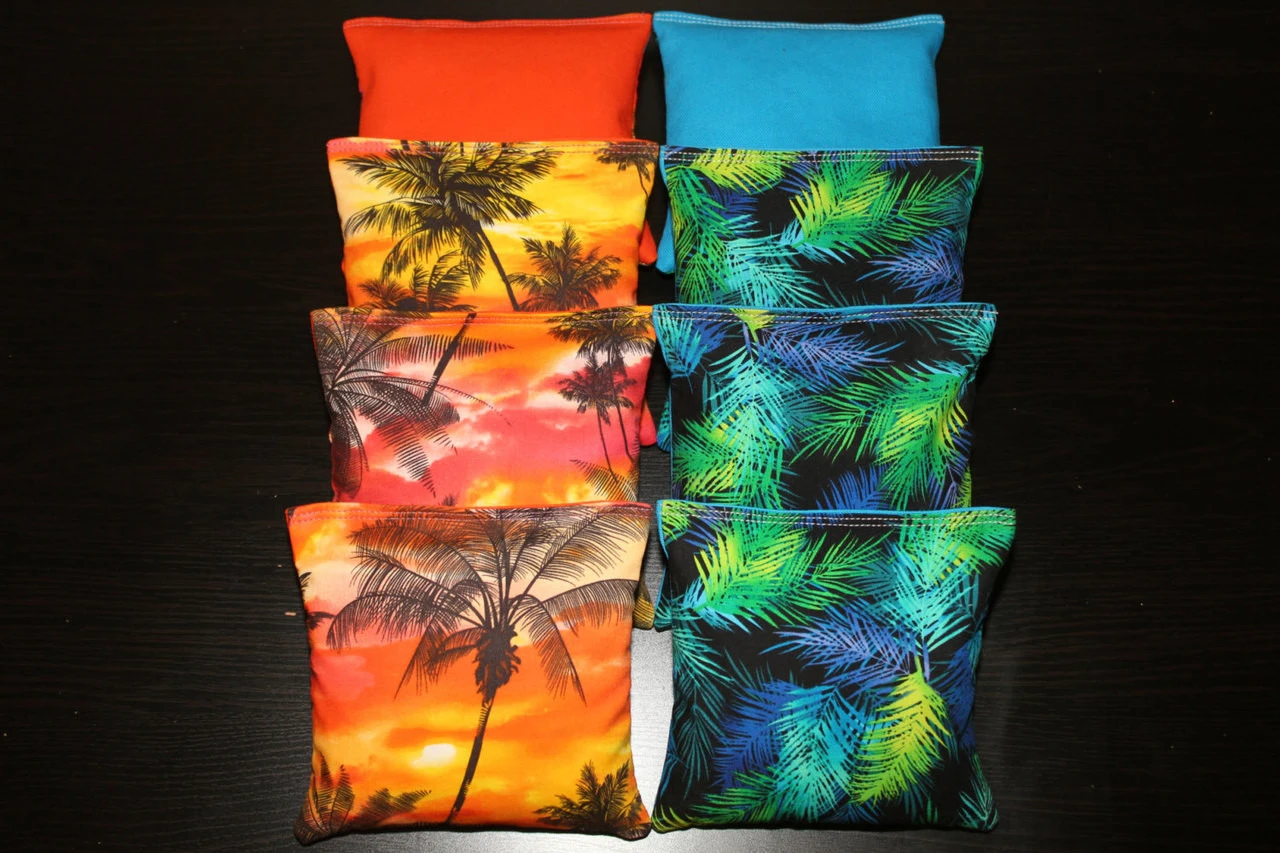 Paradise Palm Trees Cornhole Bags - Set Of 8 3 Paradise Palm Trees Cornhole Bags - Set Of 8