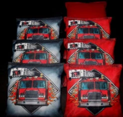 Fire Engine Cornhole Bags - Set Of 8
