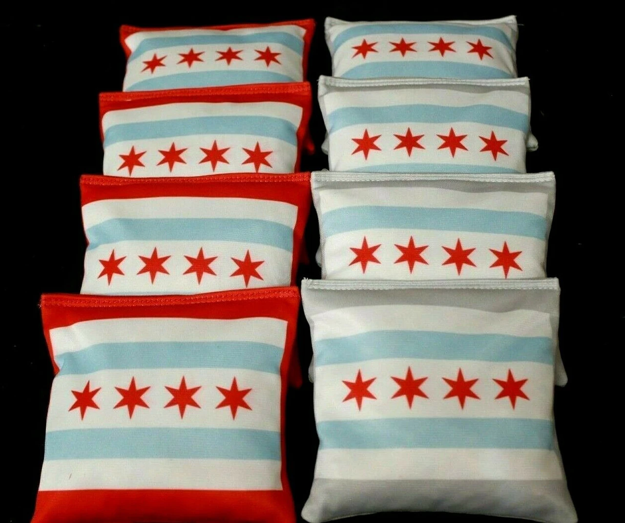 Chicago Flag Cornhole Bags - Set Of 8 3 Chicago Flag Cornhole Bags - Set Of 8
