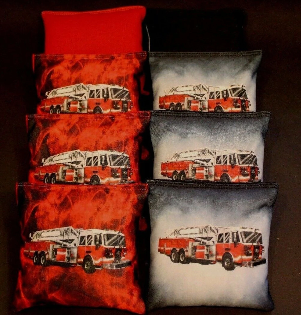 Firefighter Fire Engine Cornhole Bags - Set Of 8 3 Firefighter Fire Engine Cornhole Bags - Set Of 8