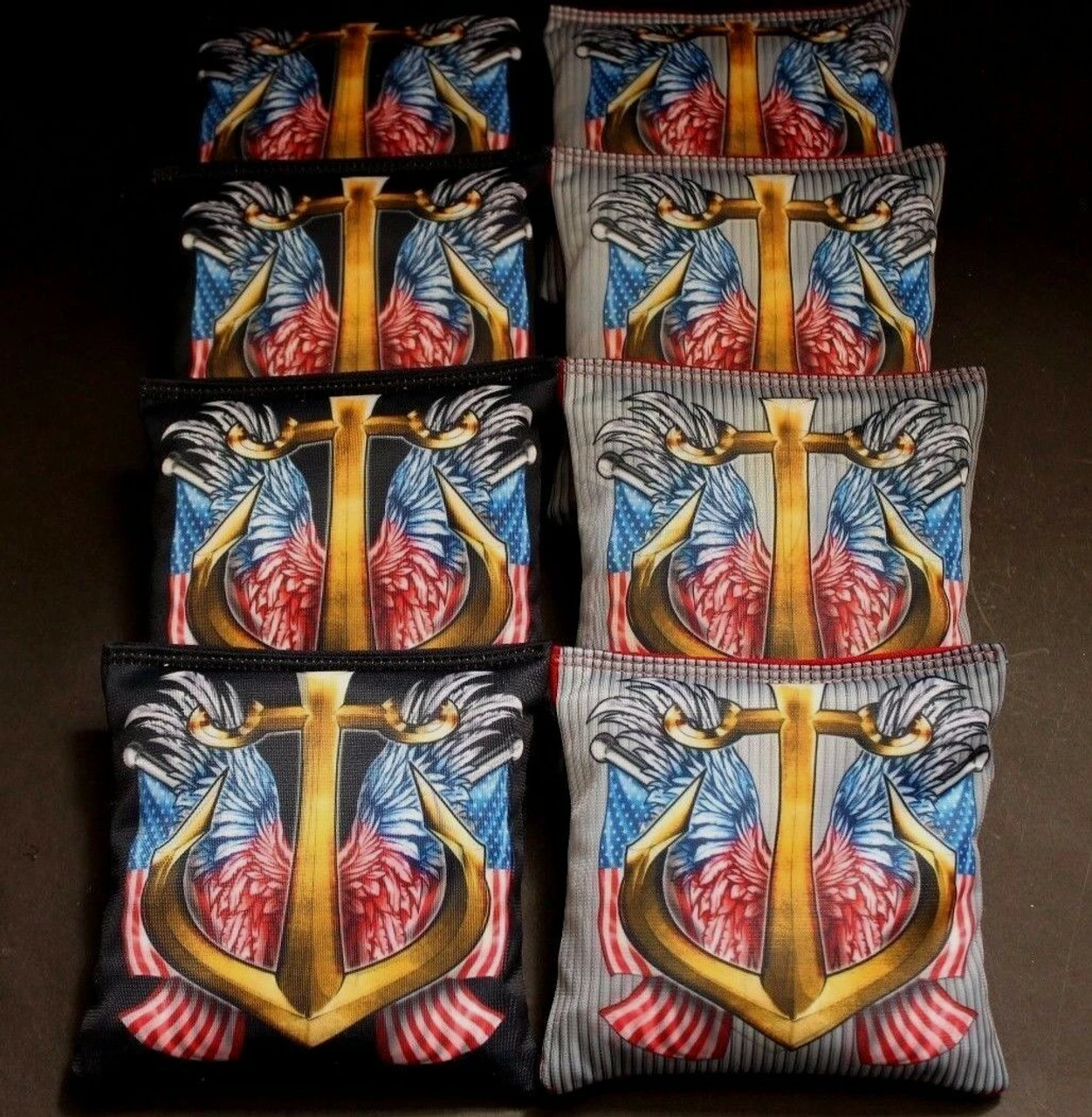 Patriotic Sailors Anchor Cornhole Bags - Set Of 8 3 Patriotic Sailors Anchor Cornhole Bags - Set Of 8