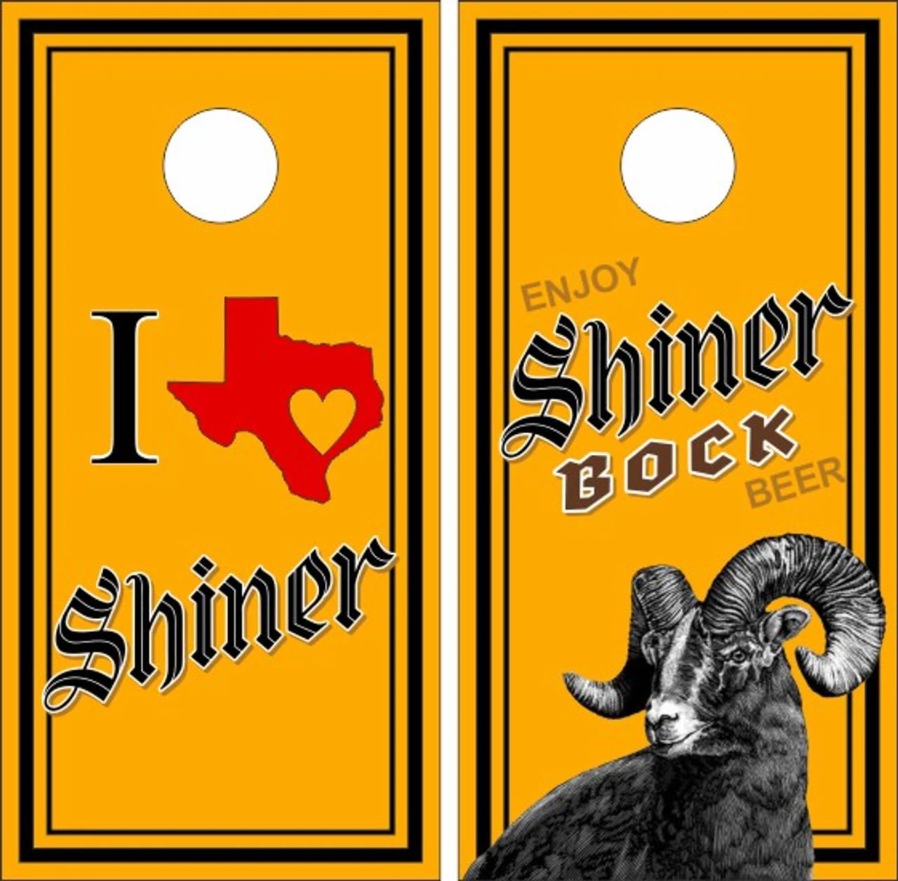 Shiner Bock Beer Cornhole Wraps - Set Of 2 3 Shiner Bock Beer Cornhole Wraps - Set Of 2