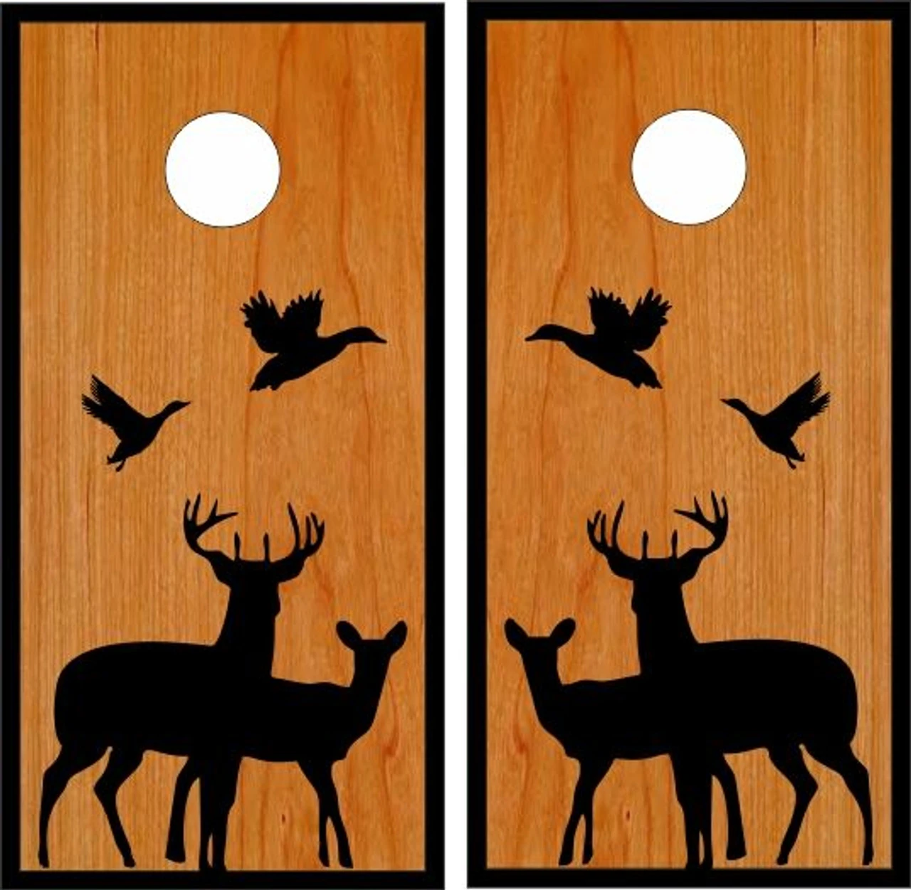 Deer And Ducks Classic Cornhole Wraps - Set Of 2 3 Deer And Ducks Classic Cornhole Wraps - Set Of 2